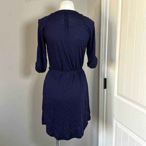 Anthropologie Tiny Nadia Shift Dress Embroidered Split Neck Blue Green Sz S NEW - Picture 8 of 15